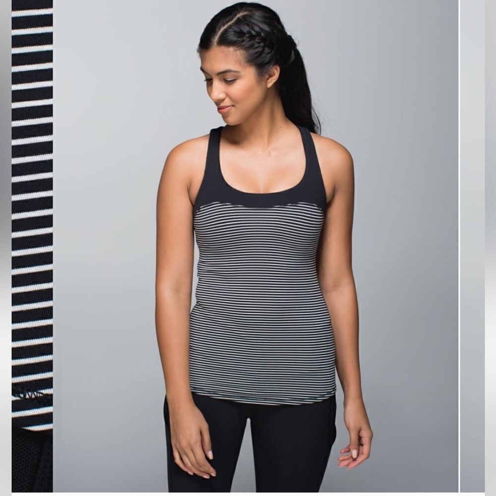 Lululemon Run: First Base Tank Hyper Stripe Black Ghost Sleeveless Activewear